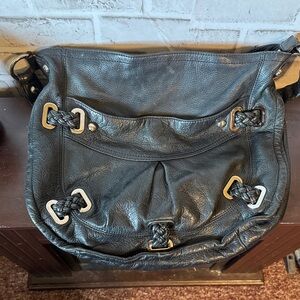 b makowsky  Black Leather Hobo Bag